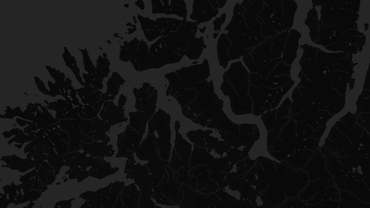 Map of Northern Norway showing Tromsø, Balsfjord and Senja with the trip route